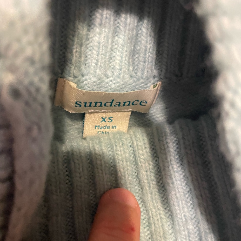 Sundance Light Blue Sweet‎ Snowflake Turtleneck Sweater XS - Picture 4 of 5